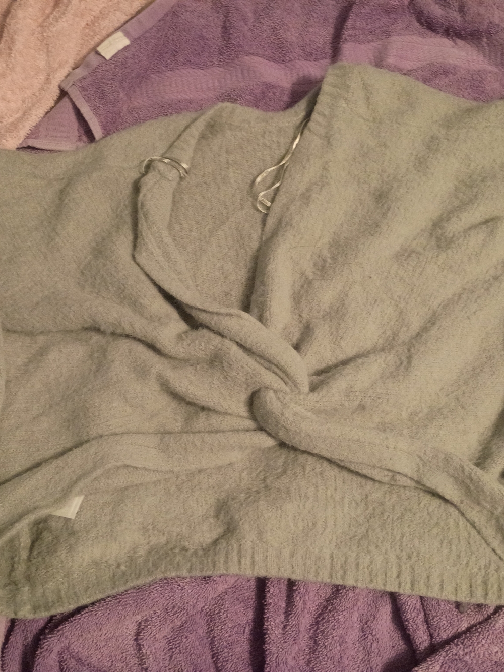 Zoran Knot-Front Pullover Sweater in Light Sage